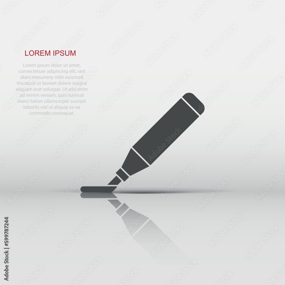 Highlighter marker pen icon in flat style. Highlight illustration on white isolated background. Office stationery concept. Highlighter marker pen icon in flat style. Highlight illustration on white isolated background. Office stationery concept.