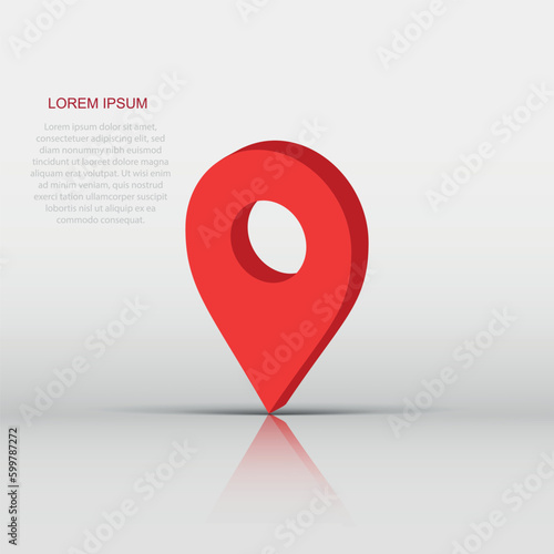 3D map pointer in flat style. Gps navigation mark illustration on white isolated background. Pointer destination concept.