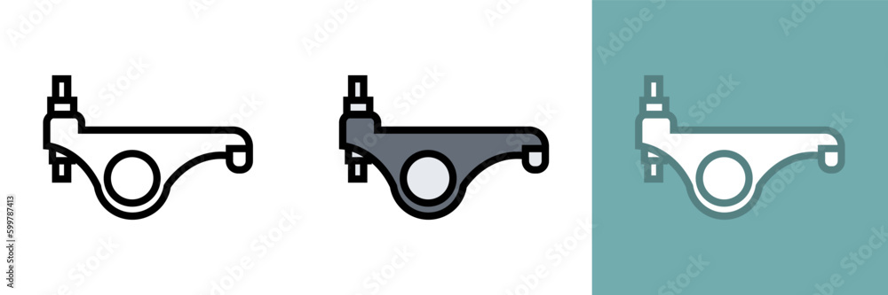 Rocker Arm Icon, the rocker arm icon is commonly used in automotive, engineering, and manufacturing contexts, representing the rocker arm's function and significance.