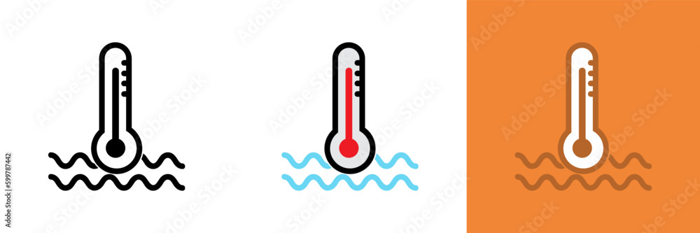 Water Temperature Sensor Icon, The water temperature sensor icon is commonly used in automotive and industrial contexts to represent the function and significance of this sensor.