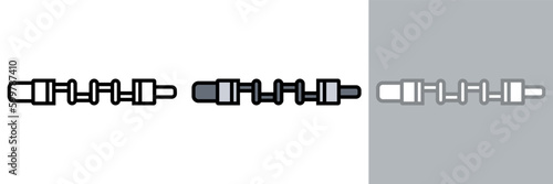 Camshaft Icon, the camshaft icon is commonly used in automotive, engineering, and manufacturing contexts, representing the camshaft's function and importance.