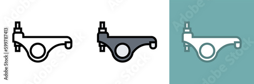 Rocker Arm Icon, the rocker arm icon is commonly used in automotive, engineering, and manufacturing contexts, representing the rocker arm's function and significance. photo