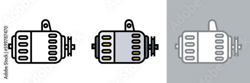 Alternator Icon, The alternator is a vital component of a vehicle's charging system that generates electrical power to recharge the battery and power the electrical system.