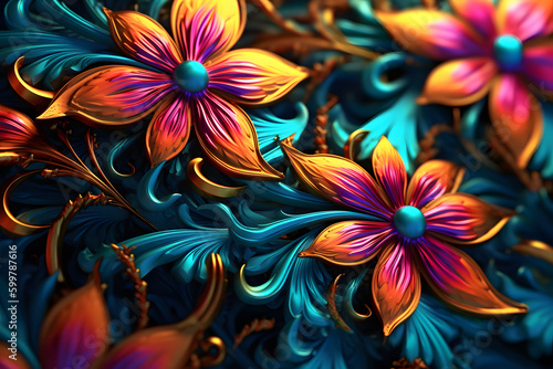 Multi dimensional paper quilling. Abstract 3D Geometrical background. Generative ai. 