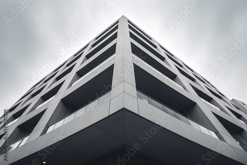 modern minimalistic building ground view, generative ai © Srikanth