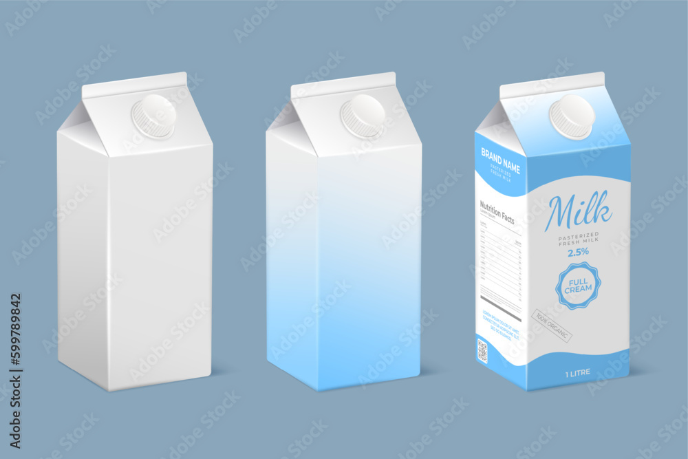 Carton milk box. Clean food design, abstract 3d texture, nature paper mockup, healthy diet. Cardboard packaging mockup for branding. Beverage blank container, vector isolated illustration Carton milk box. Clean food design, abstract 3d texture, nature paper mockup, healthy diet. Cardboard packaging mockup for branding. Beverage blank container, vector isolated illustration