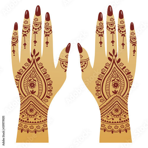 Henna Mehendi Hands Patterns Illustration Traditional Arts Vector