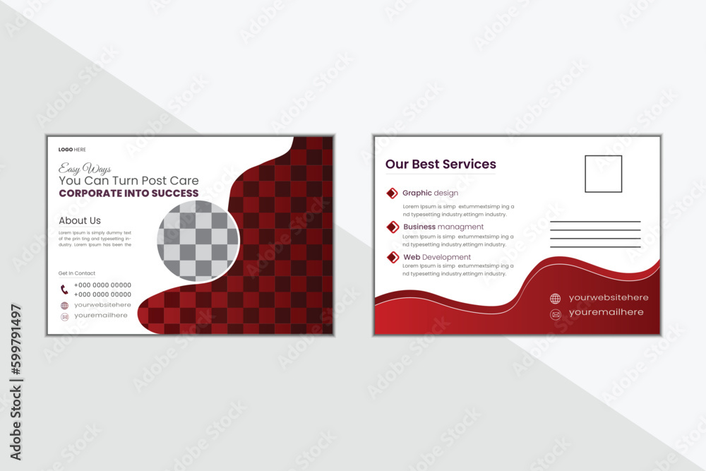 Creative postcard EDDM design template, best lawn care Service postcard template, cleaning lawn mowing garden postcard flyer.