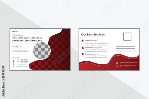 Creative postcard EDDM design template, best lawn care Service postcard template, cleaning lawn mowing garden postcard flyer.