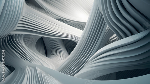 White muscular fiber. Abstract 3D Geometrical background. Generative Ai.