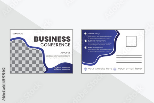 Business PostCard Template, Vector Template for Opening Invitation Editable. Postcard design, Corporate Professional Business Postcard Design, Event Card Design, Invitation Design