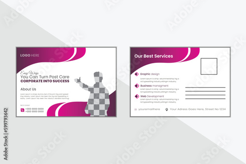 Creative postcard EDDM design template, best lawn care Service postcard template, cleaning lawn mowing garden postcard flyer.