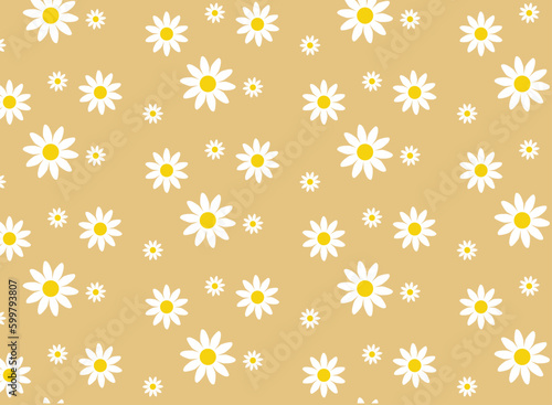 Daisy Flower With Petals Seamless Pattern. Simple Summer Pattern. On Vintage Background Color. and daisy icons 