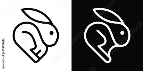 logo design abstract rabbit,logo love and rabbit icon vector illustration