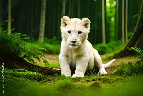 most beautiful cute animals in green forest Generative Ai technology