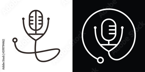 logo design podcast medical,stethoscope and microphone icon vector illustration