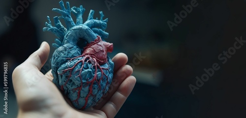 A hand holding a heart shaped sculpture. Genarative ai photo