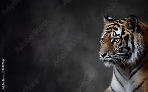 A isolated tiger background with copy space for text. generative ai