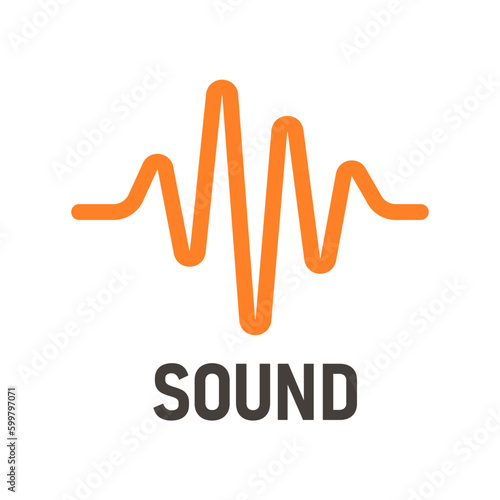 Sound wave icon for logo on light background. Audio symbol. Speech, voice, radio wave, microphone, frequency. Outline, flat and colored style. Flat design. Vector illustration.