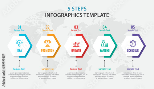Vector Infographic design with icons and 5 options or steps. Infographics for business concept. Can be used for presentations banner, workflow layout, process diagram, flow chart, info graph