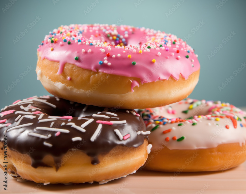 Delicious Donuts - Close Up Photo Art - Created with Generative AI and Other Techniques Delicious Donuts - Close Up Photo Art - Created with Generative AI and Other Techniques