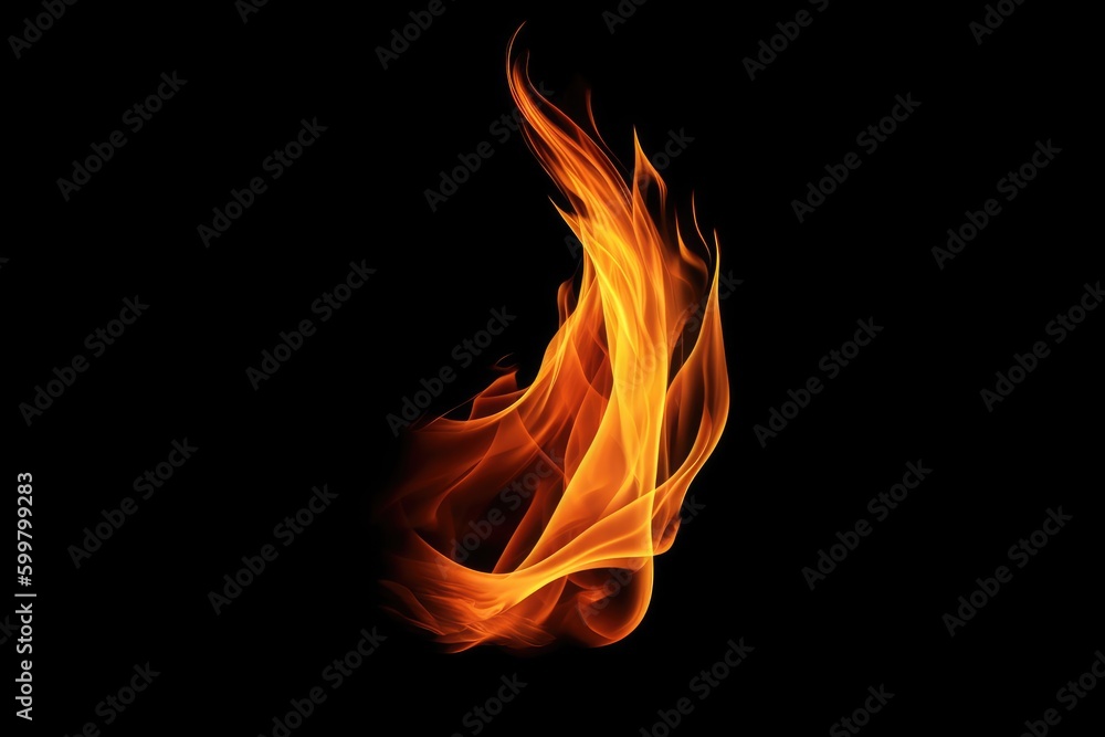 Flame isolated on black background. Generative Ai Flame isolated on black background. Generative Ai