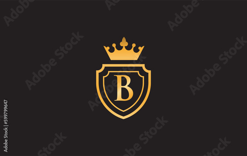 Crown and shield icons and royal, luxury symbol design vector. king and queen abstract geometric logo with letters and alphabets