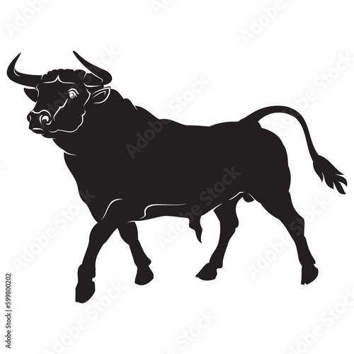 black silhouette of a bull