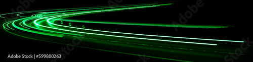 green car lights at night. long exposure © Krzysztof Bubel