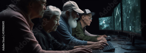  group of people sitting at computers. Generative Ai