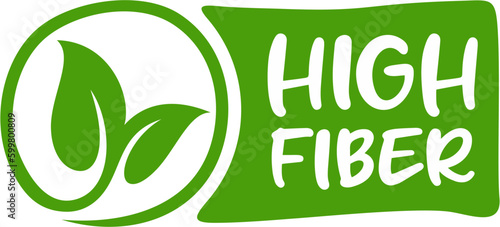 High fiber sign for products label, Fiber icon, vector illustration