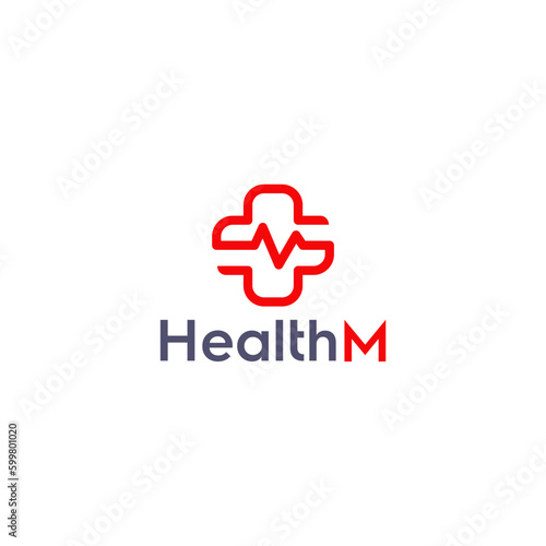 Health M logo for medical pharmaceuticals business company 