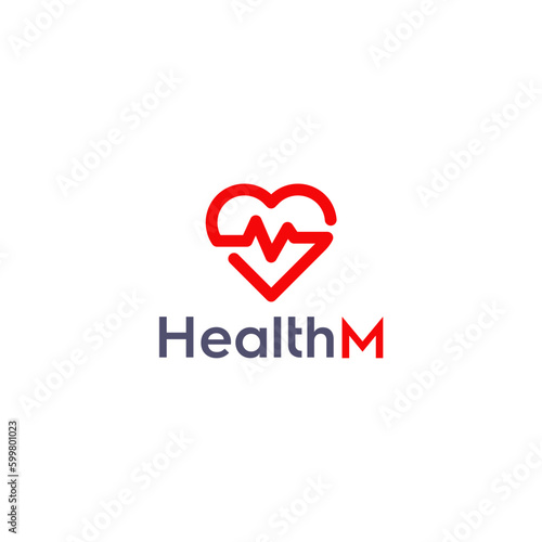 Health M logo for medical pharmaceuticals business company 