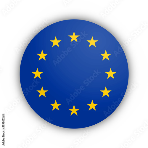 Flaga Unii Europejskiej Przycisk 3D. Unia Europejska Przycisk