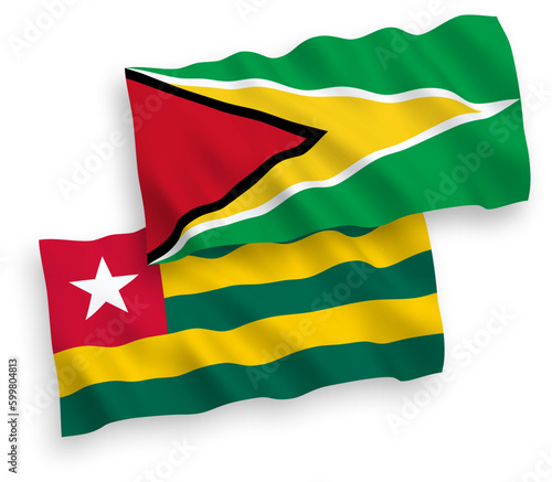 Flags of Togolese Republic and Co-operative Republic of Guyana on a white background
