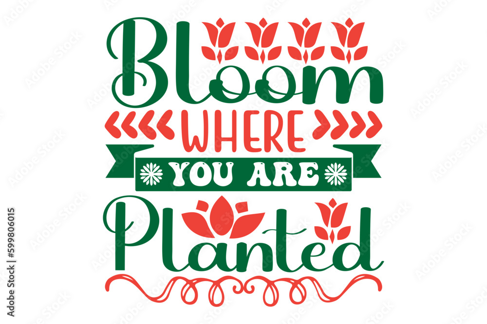 Fototapeta premium Flowers typography illustration