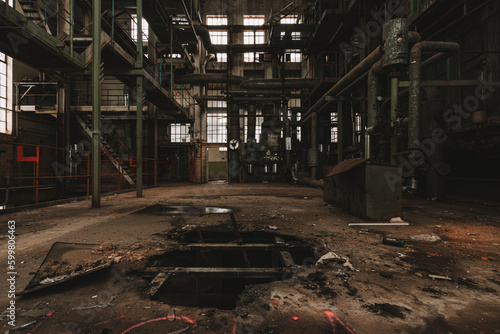 Tableau sur toile Old an rusty abandoned industrial factory, Lost Place