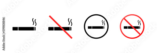 No smoking. Silhouette, black, no smoking sign. Vector icons.