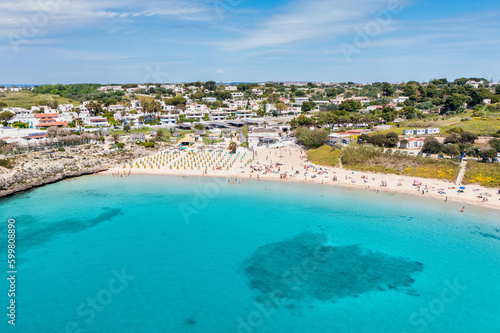 Taranto, baia di saturo, spiaggia con sabbia bianca e acqua cristallina - puglia salento, italy © Andrea Carro