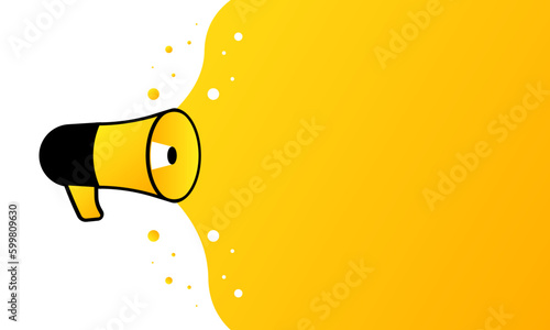 Advertising banner. Flat, yellow, promotional banner mockup. Vector illustration.