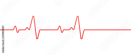 Pulse line. Flat, red, patient's pulse. Vector illustration.