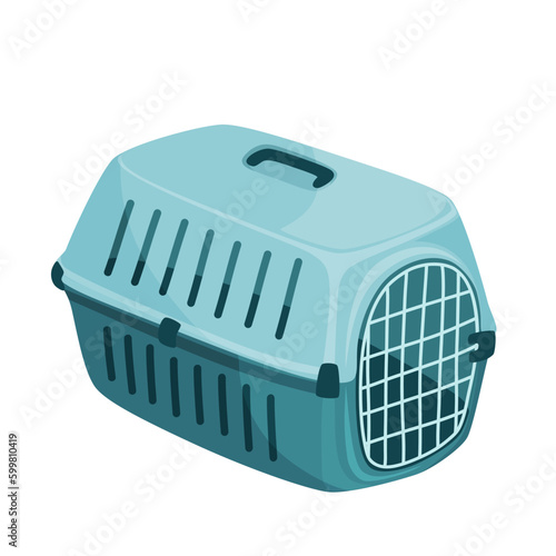 Pet carrier. Vector cartoon illustration. Isolated on white.