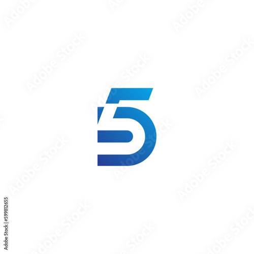 Letter D and number 5 logo design combination. © Vector Ace