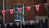 British flags on the wall early morning view 