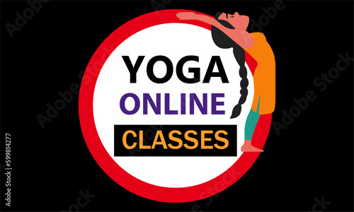 Yoga Online Classes Graphic with Upward Bow Pose