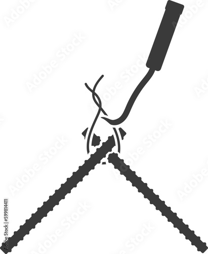 Crochet hook for knitting reinforcement glyph icon isolated on white background.Vector illustration.