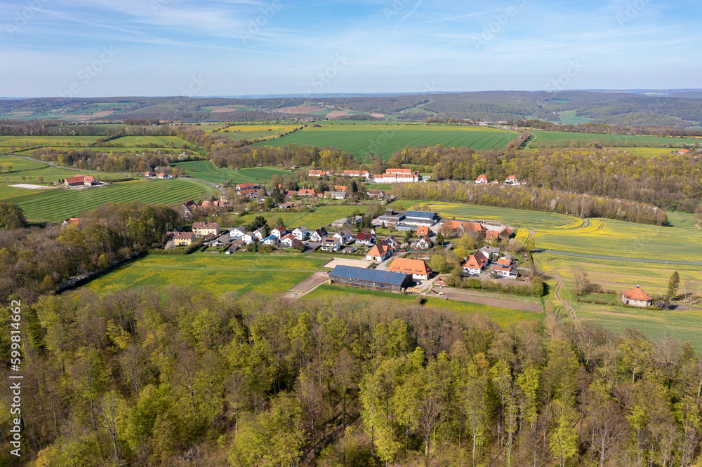 The village of Altefeld between the fields in North Hesse