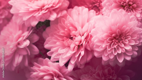 Pink Flowers on pink background with copy space  Banner Design  Generative AI