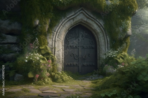 Door green garden green. Generate Ai