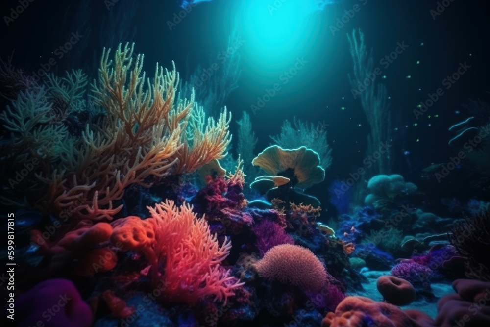 Coral reef closeup underwater. Generate Ai